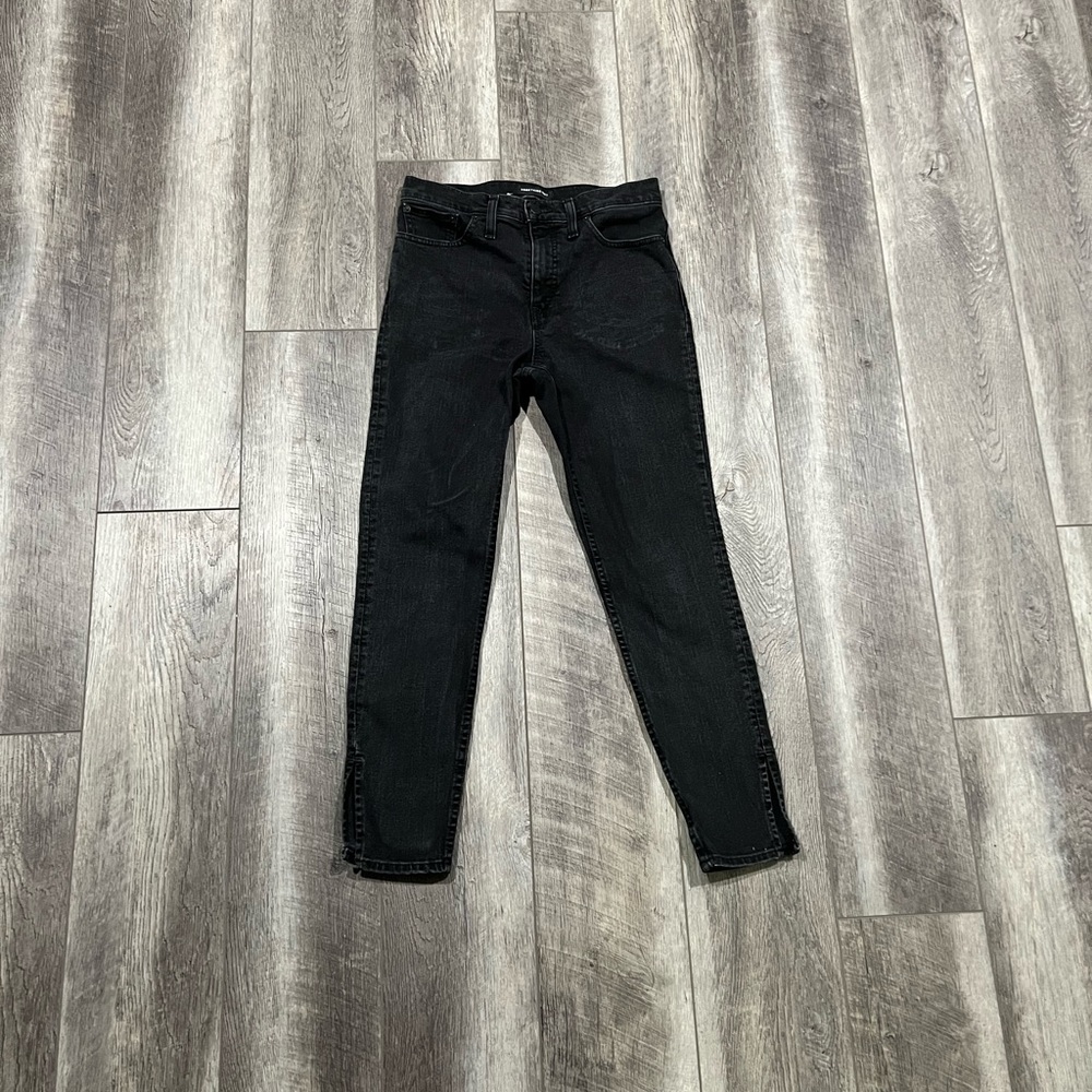 Something Navy Black Split Jeans